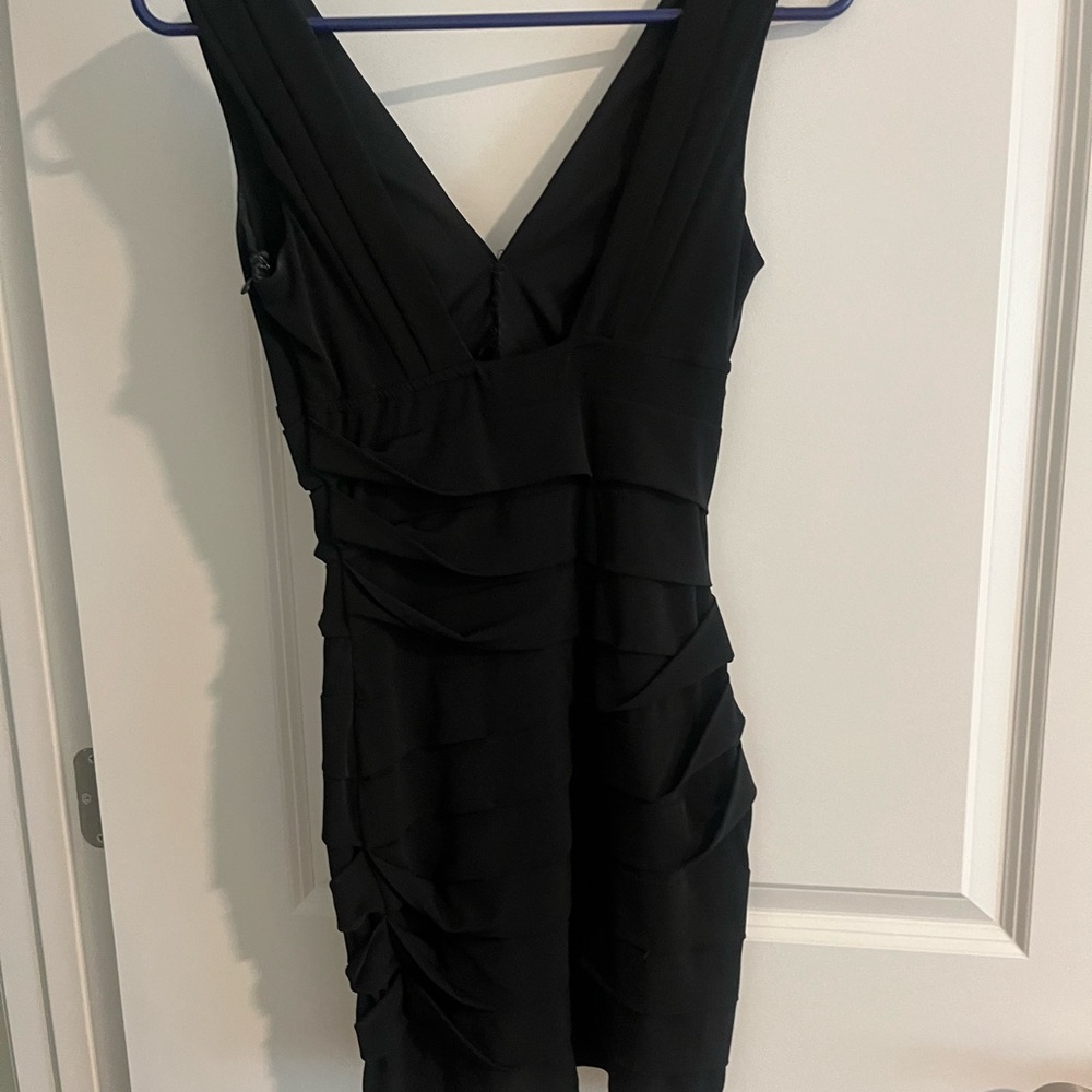 Grass Collection Black Ruffled Mini Dress
